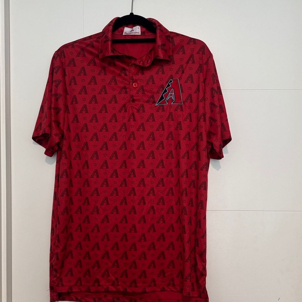 Budweiser Red Patterned Polo Shirt